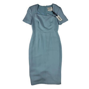 Roland Mouret Short Sleeve Wool Silk Midi Bodycon Dress Blue Size US 8 | UK 10